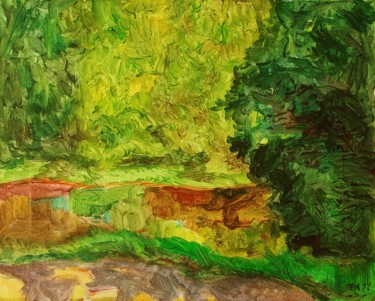 Peinture intitulée "Деревья у реки" par Aleksei Filippov, Œuvre d'art originale