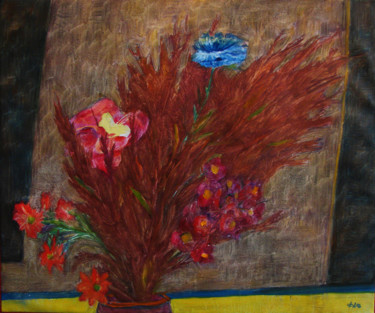 Картина под названием "Красный букет" - Алексей Филиппов, Подлинное произведение искусства