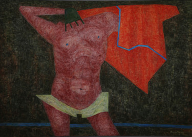Картина под названием "Красная кофта" - Алексей Филиппов, Подлинное произведение искусства
