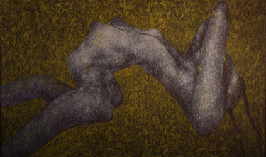 Картина под названием "Фигура на желтом фо…" - Алексей Филиппов, Подлинное произведение искусства