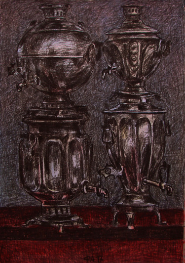 Pittura intitolato "Четыре самовара" da Aleksei Filippov, Opera d'arte originale