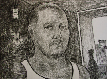 Schilderij getiteld "Автопортрет в масте…" door Aleksei Filippov, Origineel Kunstwerk