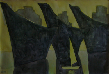 Schilderij getiteld "Желтый парус" door Aleksei Filippov, Origineel Kunstwerk
