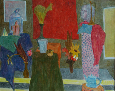 Pintura intitulada "Красная драпировка" por Aleksei Filippov, Obras de arte originais