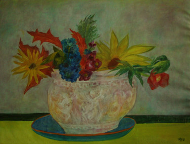 Painting titled "Цветы в античной ва…" by Aleksei Filippov, Original Artwork