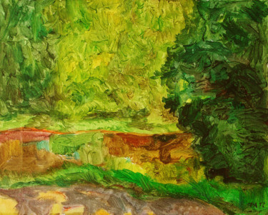 Pintura titulada "Деревья у реки" por Aleksei Filippov, Obra de arte original