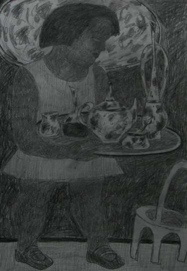 Картина под названием "Девочка с подносом" - Алексей Филиппов, Подлинное произведение искусства