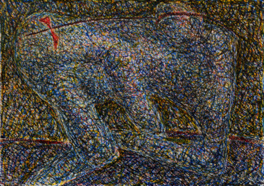 Malerei mit dem Titel "Голубая фигура" von Aleksei Filippov, Original-Kunstwerk