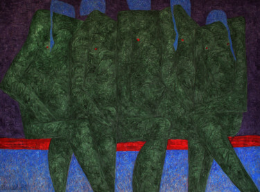 Pintura titulada "Зеленая группа" por Aleksei Filippov, Obra de arte original