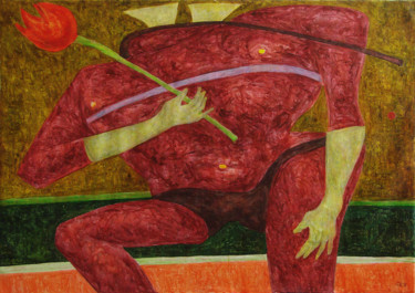 Pintura titulada "Девочка с тюльпаном" por Aleksei Filippov, Obra de arte original