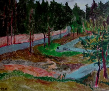 Картина под названием "Розовый забор" - Алексей Филиппов, Подлинное произведение искусства