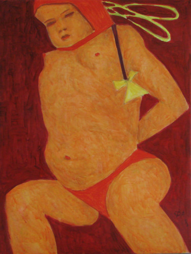 Schilderij getiteld "Фигура на красном" door Aleksei Filippov, Origineel Kunstwerk