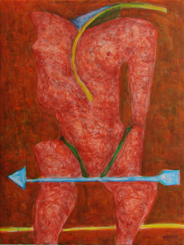 Картина под названием "Фигура с голубой ст…" - Алексей Филиппов, Подлинное произведение искусства