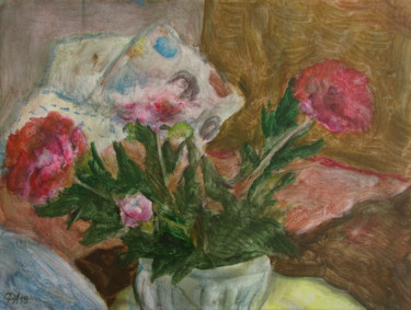 Painting titled "Цветы на кровати" by Aleksei Filippov, Original Artwork