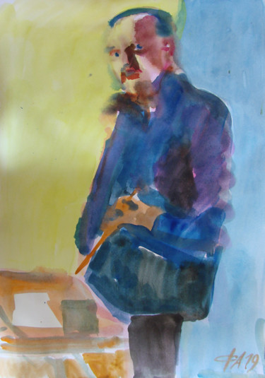 Картина под названием "Автопортрет" - Алексей Филиппов, Подлинное произведение искусства