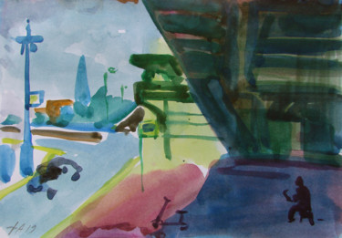 Картина под названием "Под мостом" - Алексей Филиппов, Подлинное произведение искусства