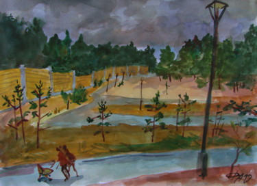 Peinture intitulée "Парк Теренкур в Сес…" par Aleksei Filippov, Œuvre d'art originale, Aquarelle
