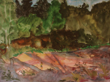 Картина под названием "На берегу речки" - Алексей Филиппов, Подлинное произведение искусства, Акварель