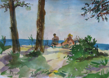 Painting titled "На заливе" by Aleksei Filippov, Original Artwork, Watercolor