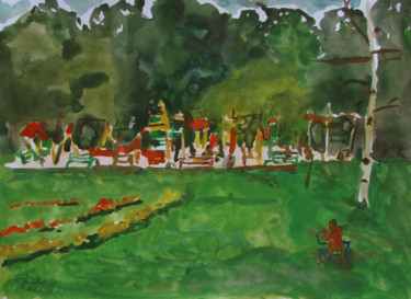 Painting titled "Удельный парк" by Aleksei Filippov, Original Artwork, Watercolor