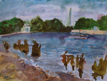 Картина под названием "Вид на Елагин остров" - Алексей Филиппов, Подлинное произведение искусства, Акварель