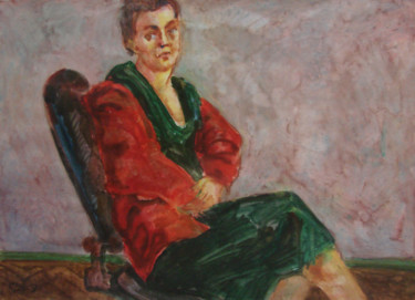 Картина под названием "Портрет жены" - Алексей Филиппов, Подлинное произведение искусства, Акварель