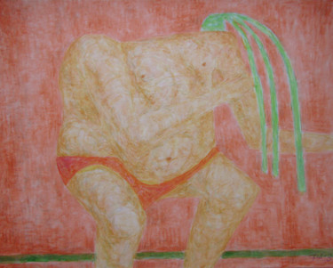 Картина под названием "Зеленые волосы" - Алексей Филиппов, Подлинное произведение искусства, Акрил