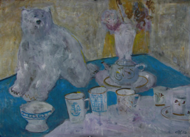 Картина под названием "Натюрморт с фарфоро…" - Алексей Филиппов, Подлинное произведение искусства, Акрил