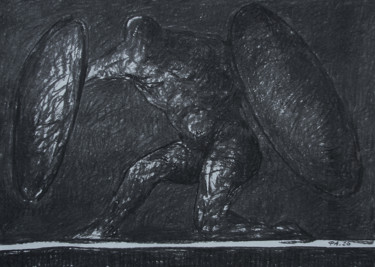 Рисунок под названием "Фигура со щитами" - Алексей Филиппов, Подлинное произведение искусства, Древесный уголь