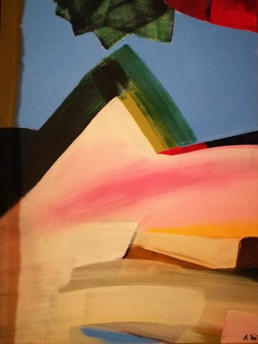 Pittura intitolato "montagna-rosa.jpg" da Bisi, Opera d'arte originale, Olio