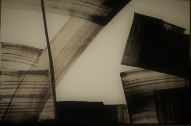 Malerei mit dem Titel "White and black str…" von Bisi, Original-Kunstwerk, Emaille