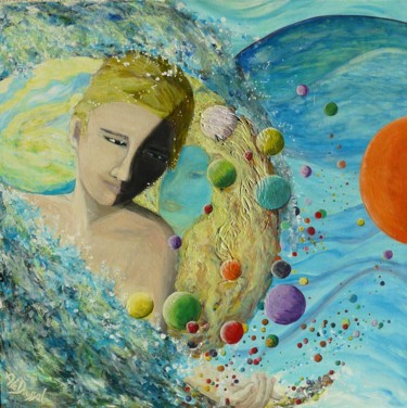 Peinture intitulée "L'Ondine et le mess…" par Aledoussal, Œuvre d'art originale, Acrylique
