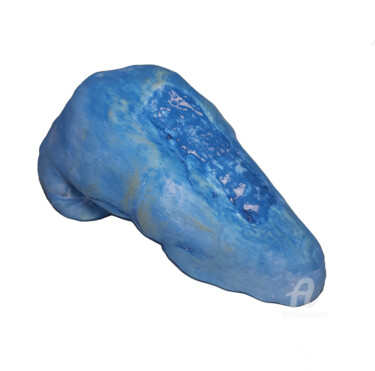 Sculpture titled "Chaussure Bleu" by Aledra, Original Artwork, Polymer clay