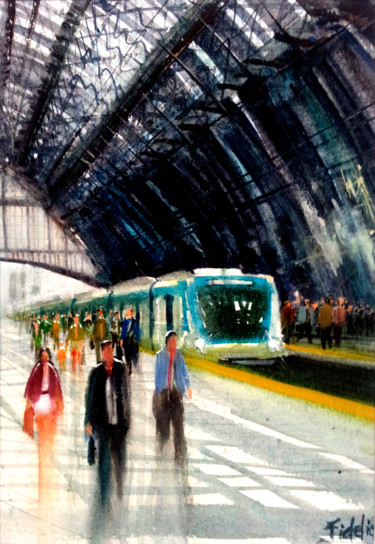Pintura titulada "estacion-mitre.jpg" por Alejandro Fidelio, Obra de arte original, Acuarela