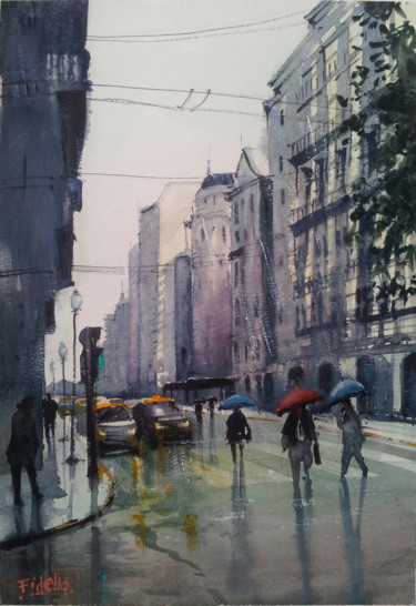 Pintura titulada "Montevideo y Alvear" por Alejandro Fidelio, Obra de arte original, Acuarela