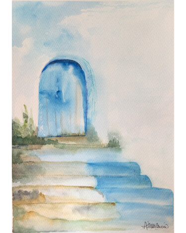Pittura intitolato "Azul" da Alejandra Valeiro, Opera d'arte originale, Acquarello
