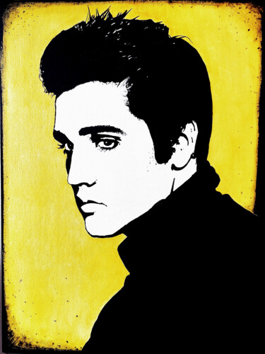 Painting titled "Elvis Presley the k…" by Alejandro Cilento, Original Artwork, Acrylic Mounted on Cardboard