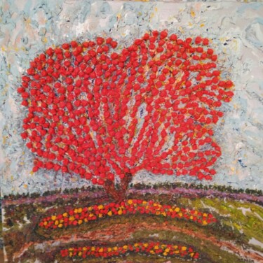 Painting titled "Arbol" by A.Spera, Original Artwork, Oil Mounted on Wood Stretcher frame