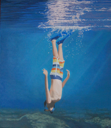 Pintura titulada "submarinista.jpg" por Alejandro Fajardo, Obra de arte original