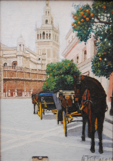 Pintura titulada "coche-de-caballos.j…" por Alejandro Fajardo, Obra de arte original