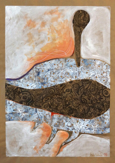 Dessin intitulée "THE EYE - Abstract…" par Alek Tretiak, Œuvre d'art originale, Fusain
