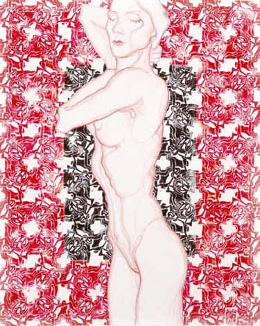 Dibujo titulada "Figurative nude wom…" por Alek Tretiak, Obra de arte original, Conté