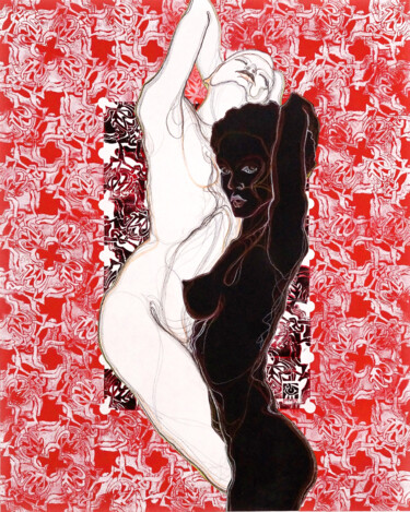 Disegno intitolato "Figurative nude wom…" da Alek Tretiak, Opera d'arte originale, Matite colorate