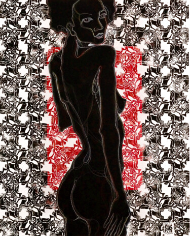 Dibujo titulada "Nude woman portrait…" por Alek Tretiak, Obra de arte original, Conté