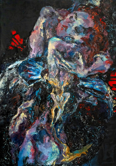 Картина под названием "Expressive surreal…" - Alek Tretiak, Подлинное произведение искусства, Масло Установлен на Деревянная…