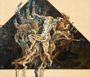 Painting titled "Surrealistic expres…" by Alek Tretiak, Original Artwork, Oil Mounted on Wood Stretcher frame