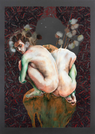 Malerei mit dem Titel "Conceptual women po…" von Alek Tretiak, Original-Kunstwerk, Pastell