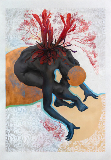 Schilderij getiteld "Conceptual man port…" door Alek Tretiak, Origineel Kunstwerk, Pastel