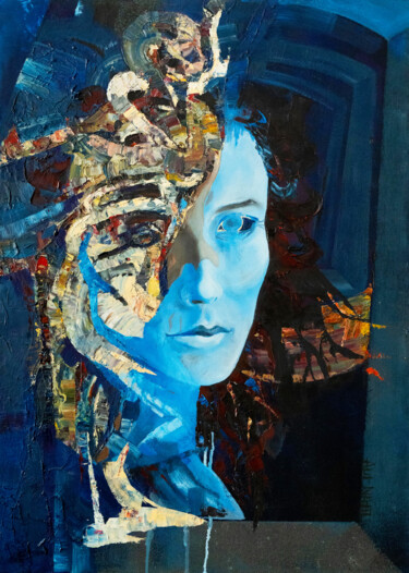 Картина под названием "Nightly abstract po…" - Alek Tretiak, Подлинное произведение искусства, Масло Установлен на Деревянна…