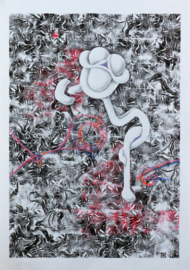 Desenho intitulada "Figurative abstract…" por Alek Tretiak, Obras de arte originais, Pastel